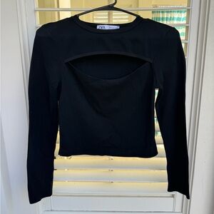 Zara Black Long Sleeve Crop Top